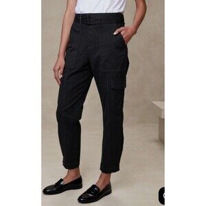 New Banana Republic Pants Size 2 High Rise Cargo Utility Blotch Trap Black Belt